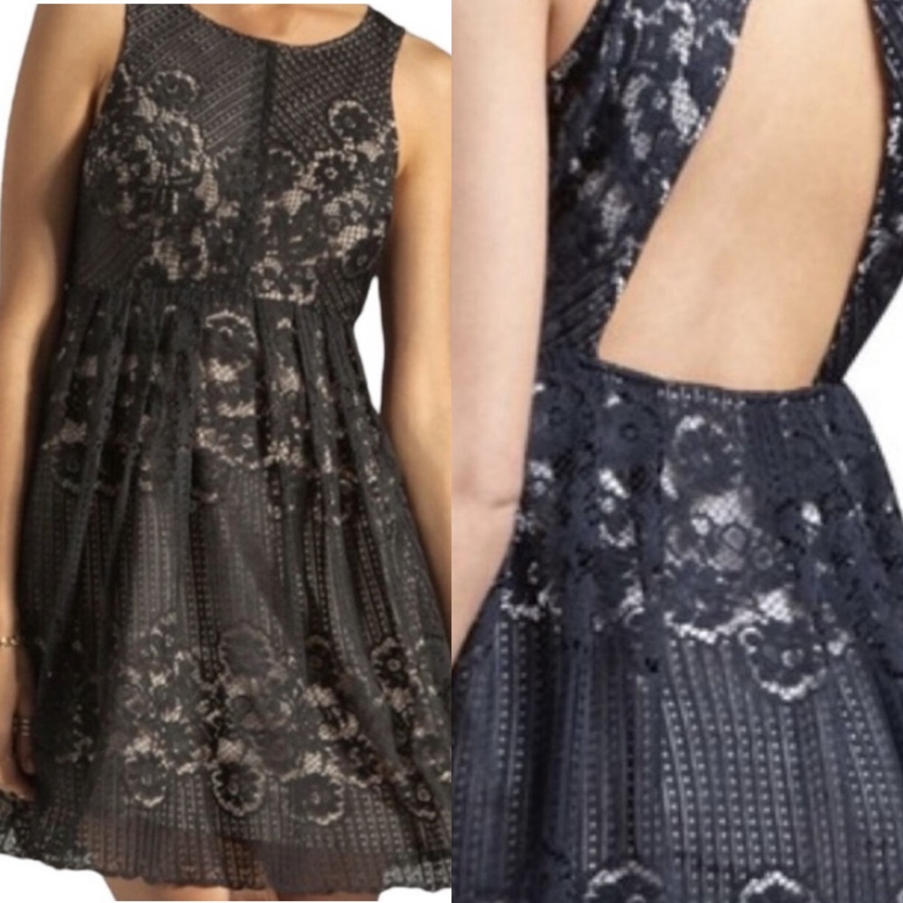 Free People Rocco Black Lace Minidress Size 8 New